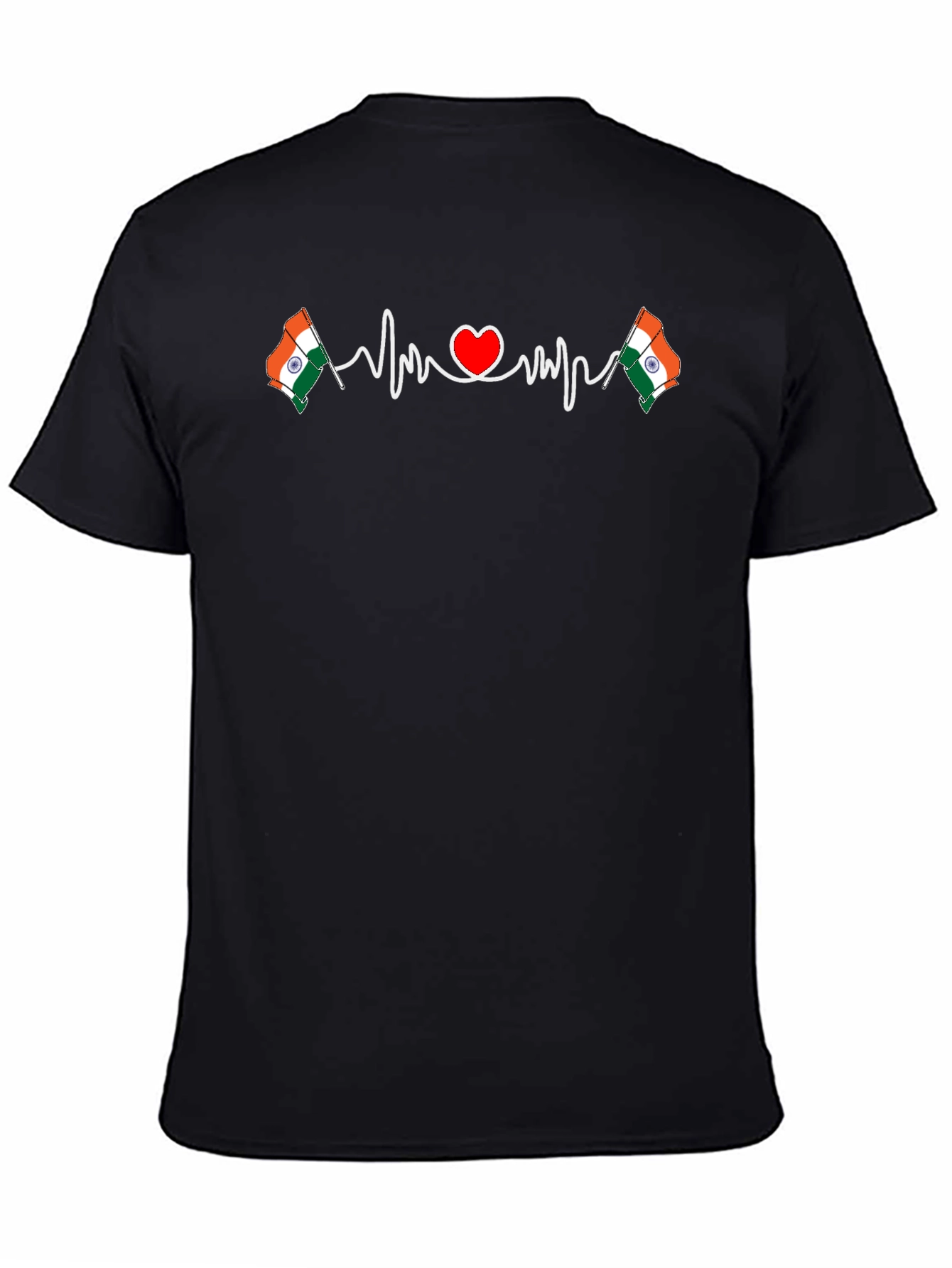 India Flag Heartbeat T-Shirt - Patriotic Design
