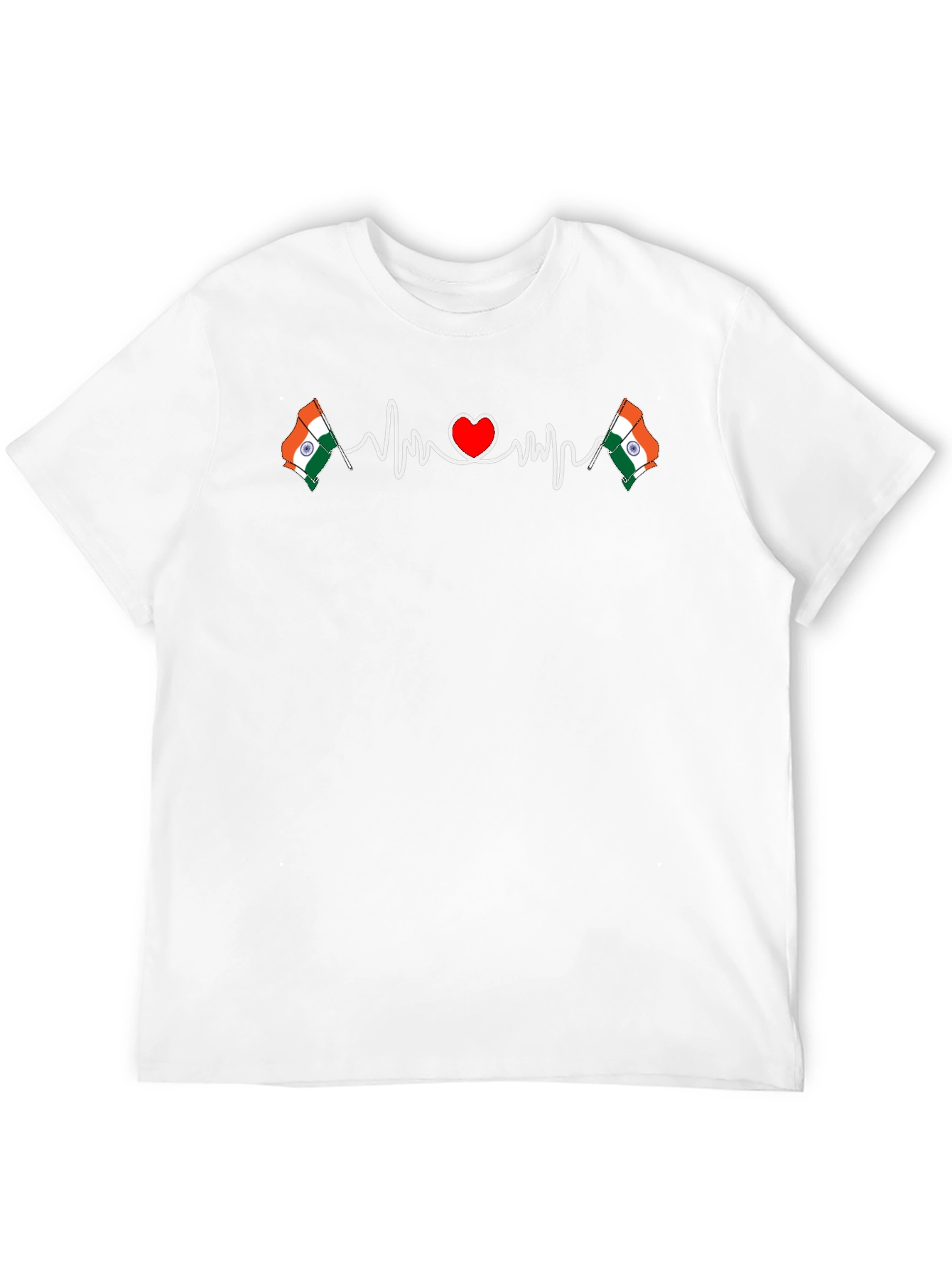 India Flag Heartbeat T-Shirt - Patriotic Design