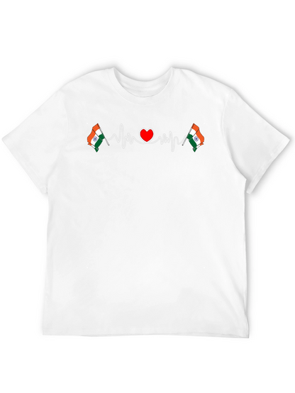 India Flag Heartbeat T-Shirt - Patriotic Design