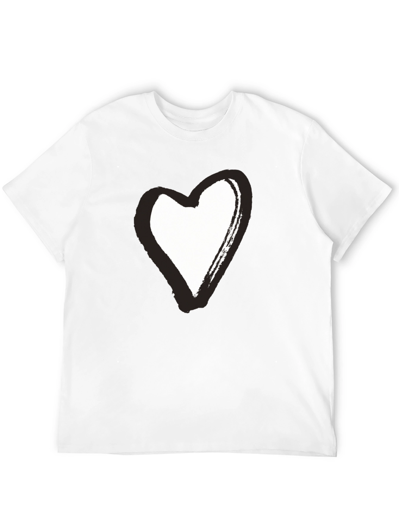 Black T-Shirt with Brushstroke Heart Graphic