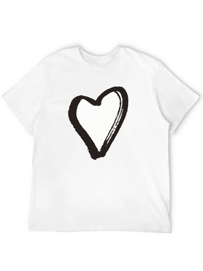 Black T-Shirt with Brushstroke Heart Graphic