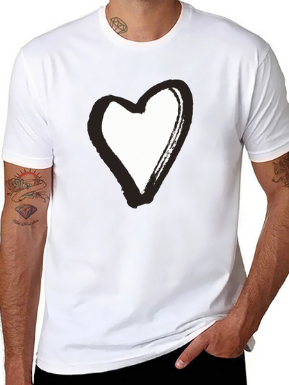 Black T-Shirt with Brushstroke Heart Graphic