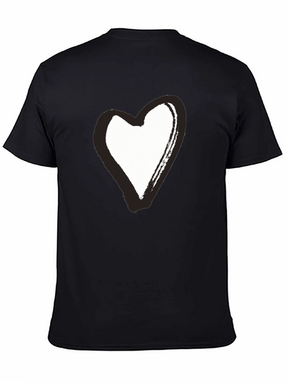 Black T-Shirt with Brushstroke Heart Graphic