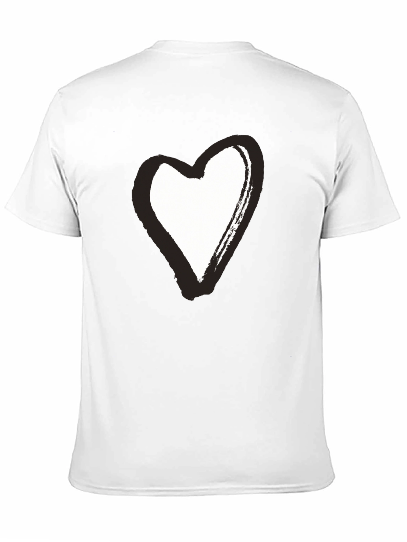 Black T-Shirt with Brushstroke Heart Graphic