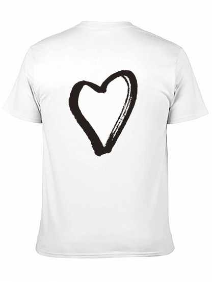Black T-Shirt with Brushstroke Heart Graphic