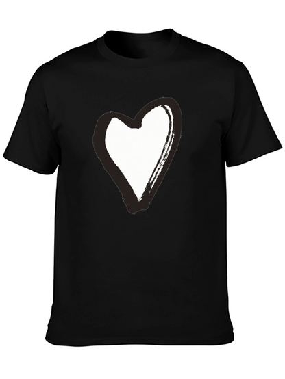 Black T-Shirt with Brushstroke Heart Graphic