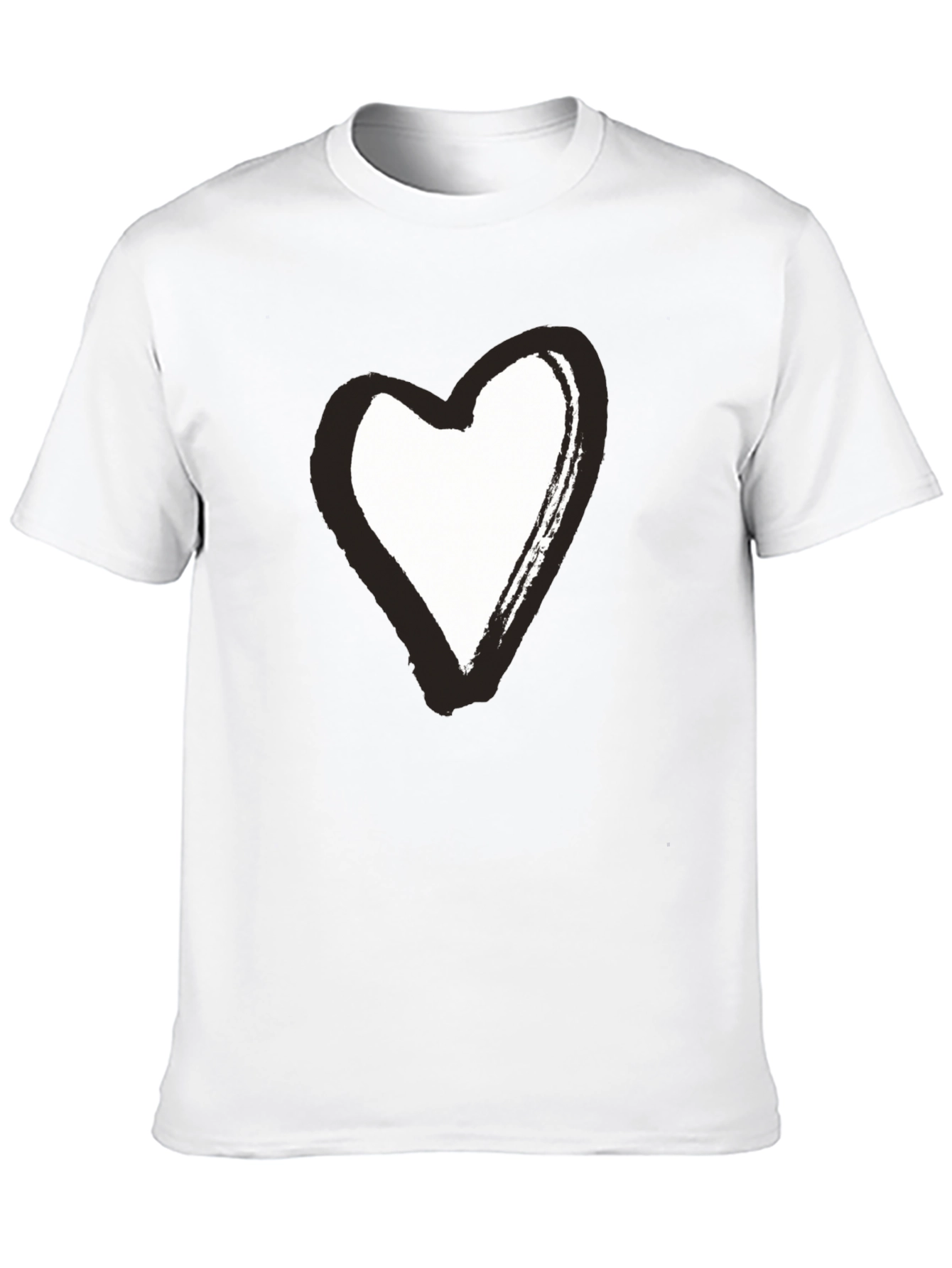 Black T-Shirt with Brushstroke Heart Graphic