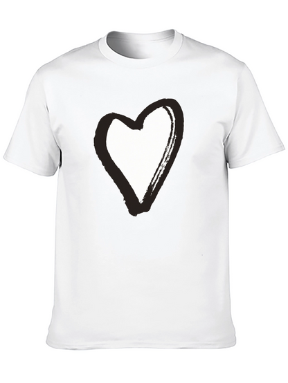 Black T-Shirt with Brushstroke Heart Graphic