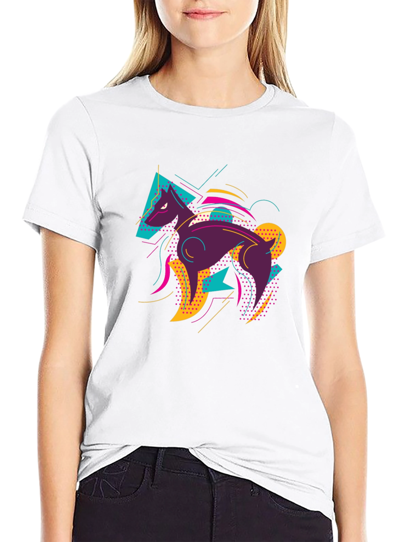 Abstract Wolf Graphic Tee - Mens Black T-Shirt