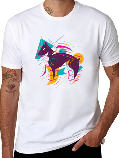 Abstract Wolf Graphic Tee - Mens Black T-Shirt