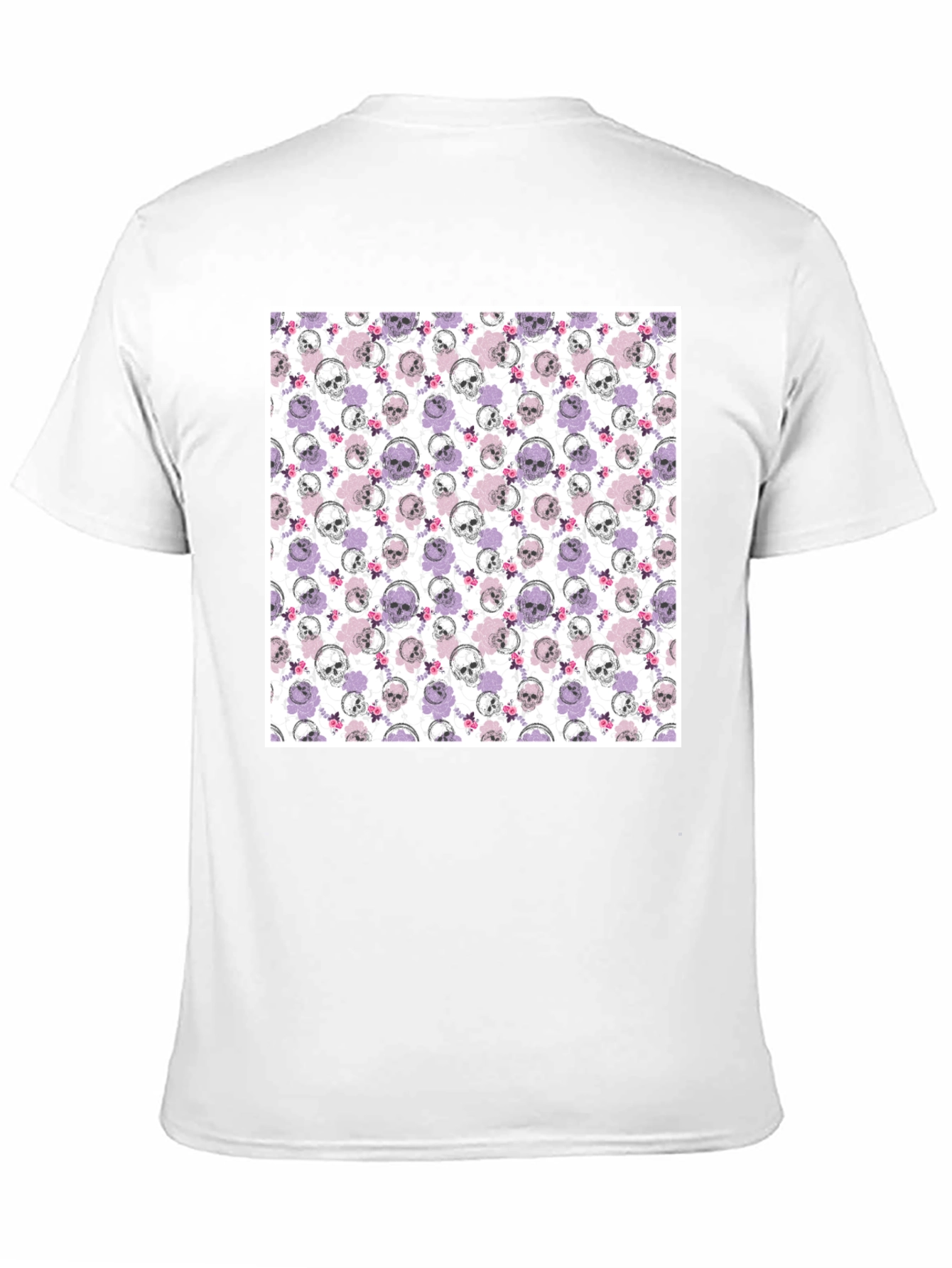 Skull & Floral Print Mens Black T-Shirt