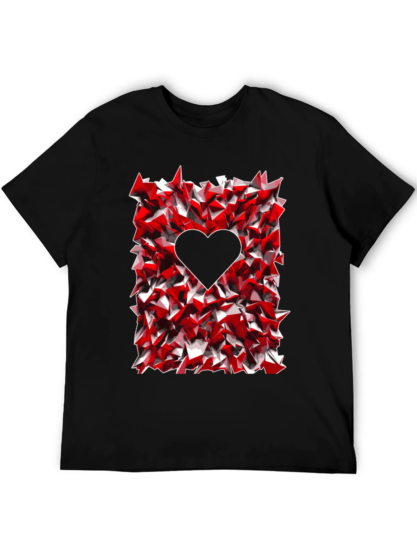Geometric Heart Graphic Tee - Black