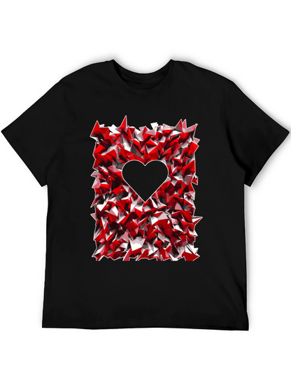 Geometric Heart Graphic Tee - Black