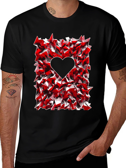 Geometric Heart Graphic Tee - Black