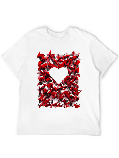 Geometric Heart Graphic Tee - Black