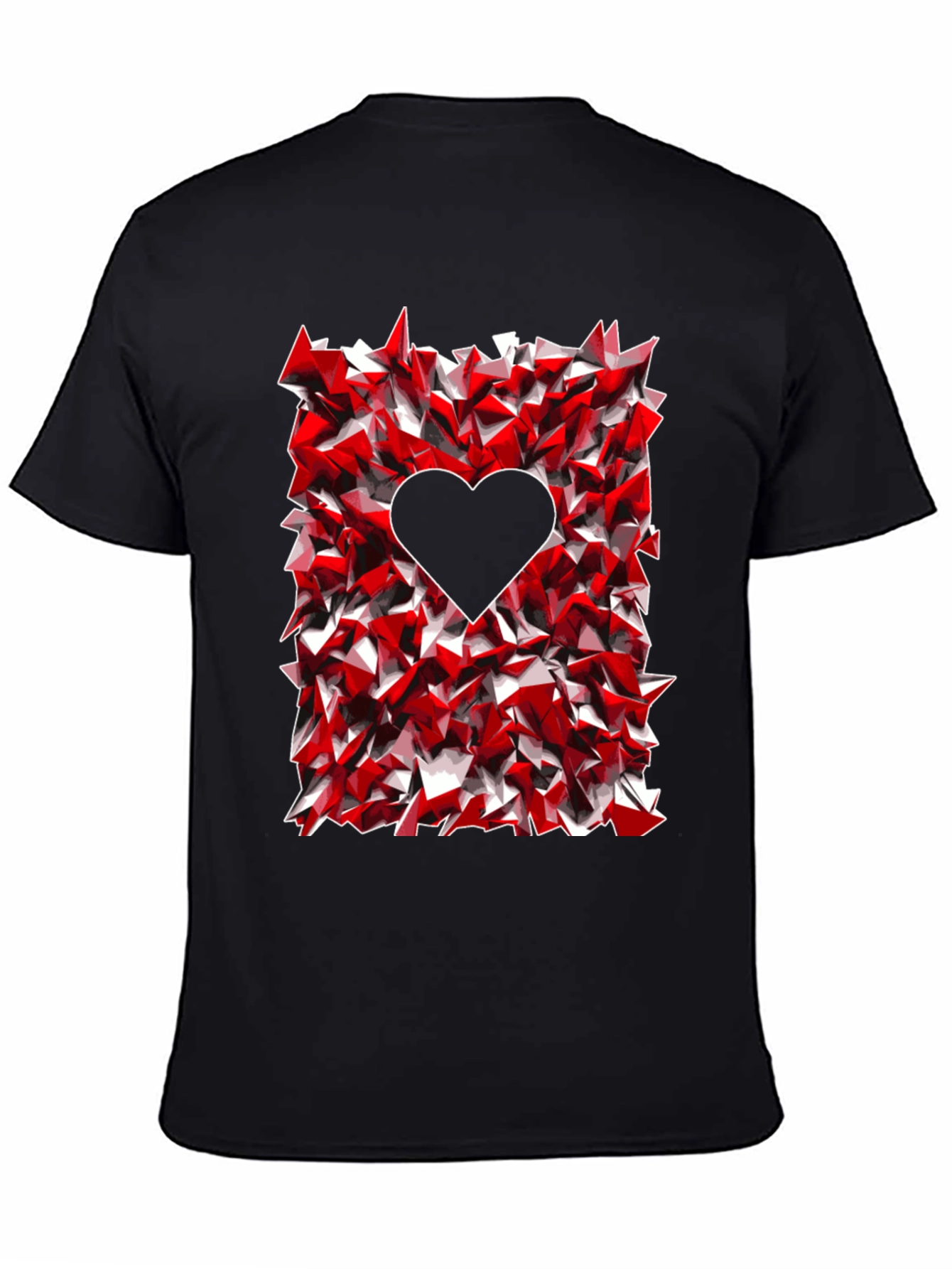 Geometric Heart Graphic Tee - Black