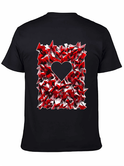 Geometric Heart Graphic Tee - Black