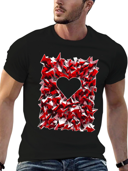 Geometric Heart Graphic Tee - Black