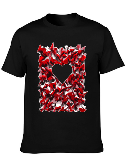 Geometric Heart Graphic Tee - Black