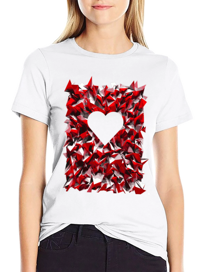 Geometric Heart Graphic Tee - Black