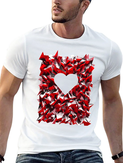 Geometric Heart Graphic Tee - Black