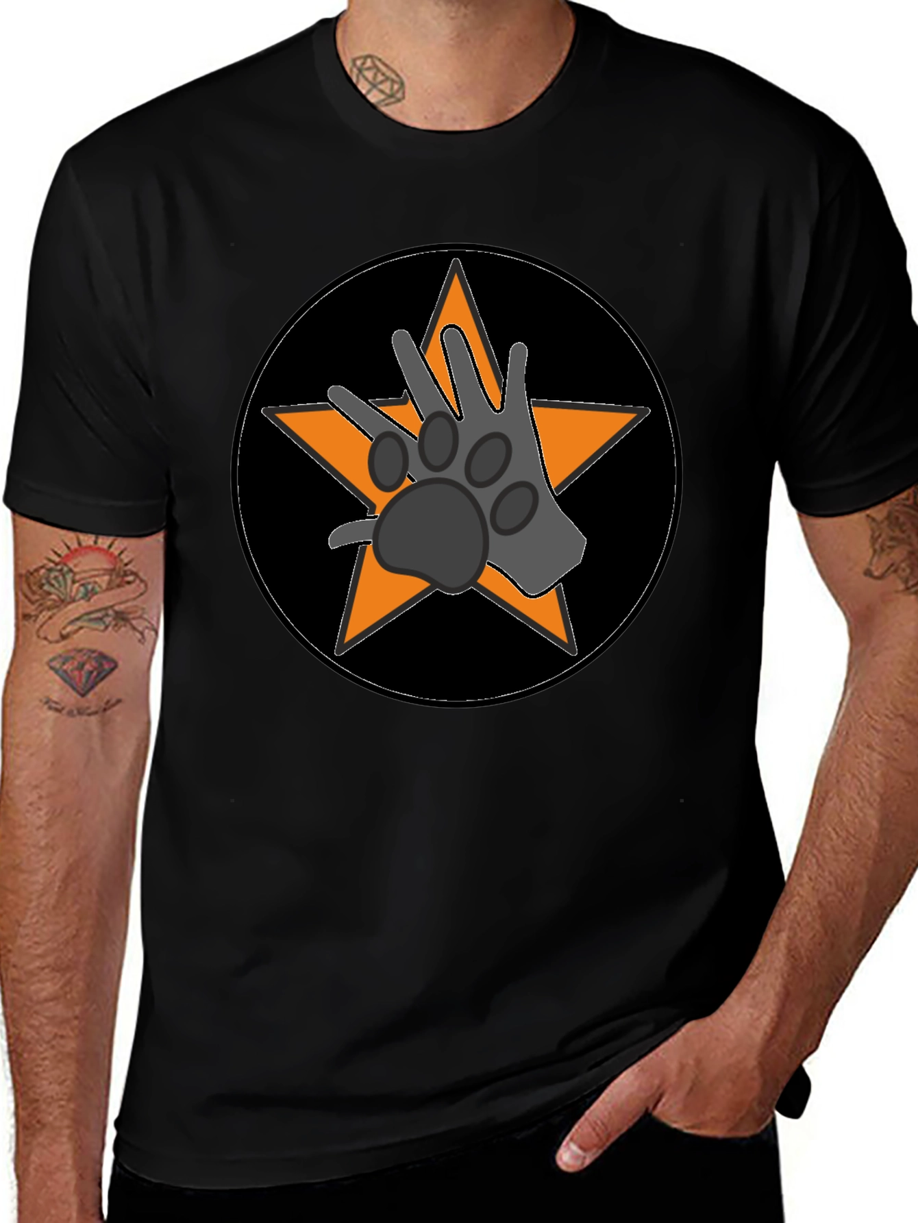 Paw Star Graphic Tee - Black Cotton Blend