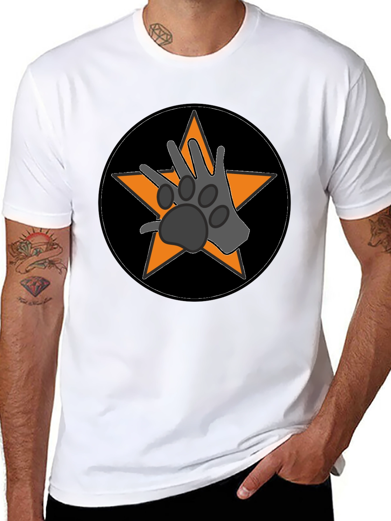 Paw Star Graphic Tee - Black Cotton Blend