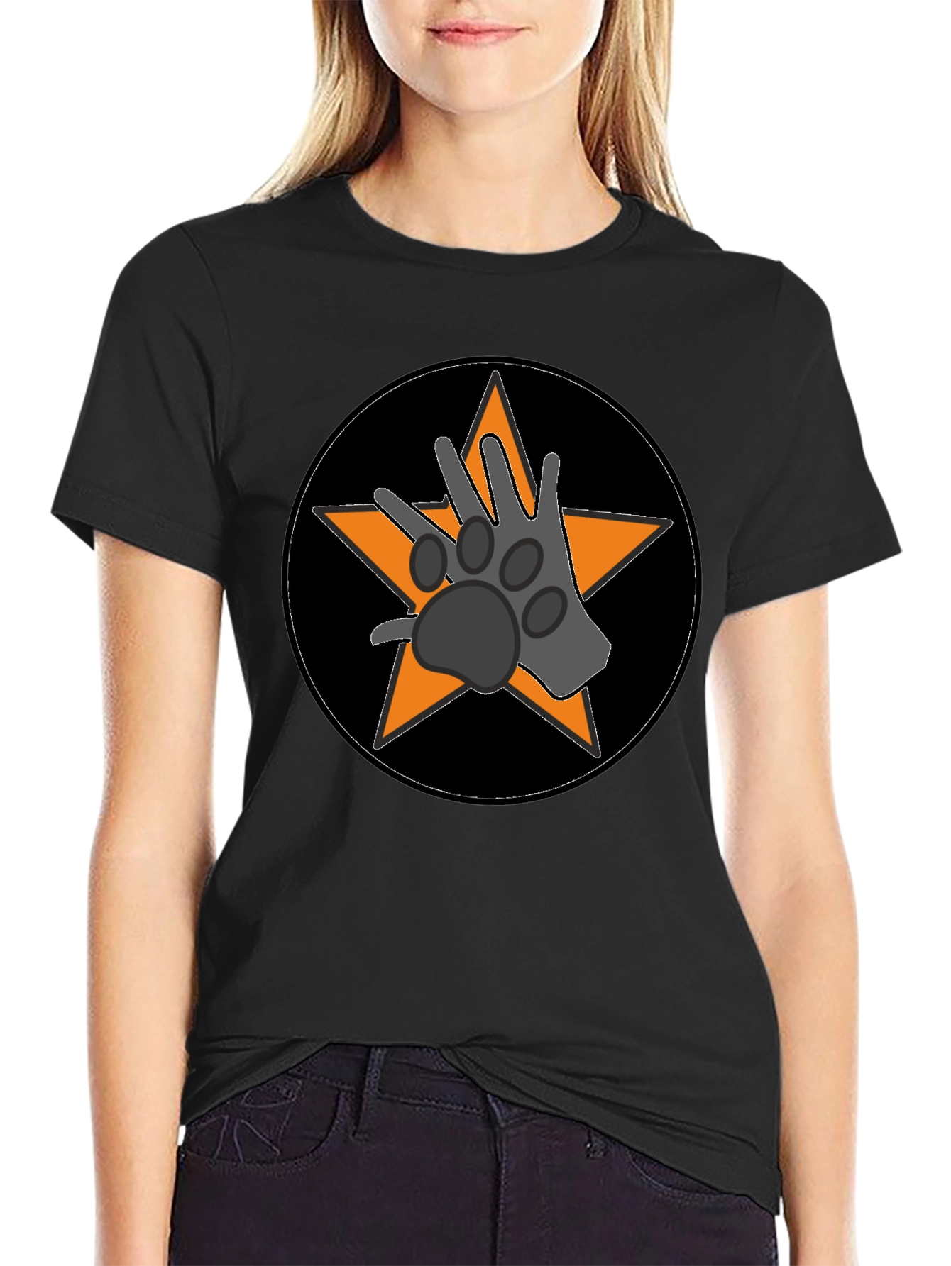 Paw Star Graphic Tee - Black Cotton Blend