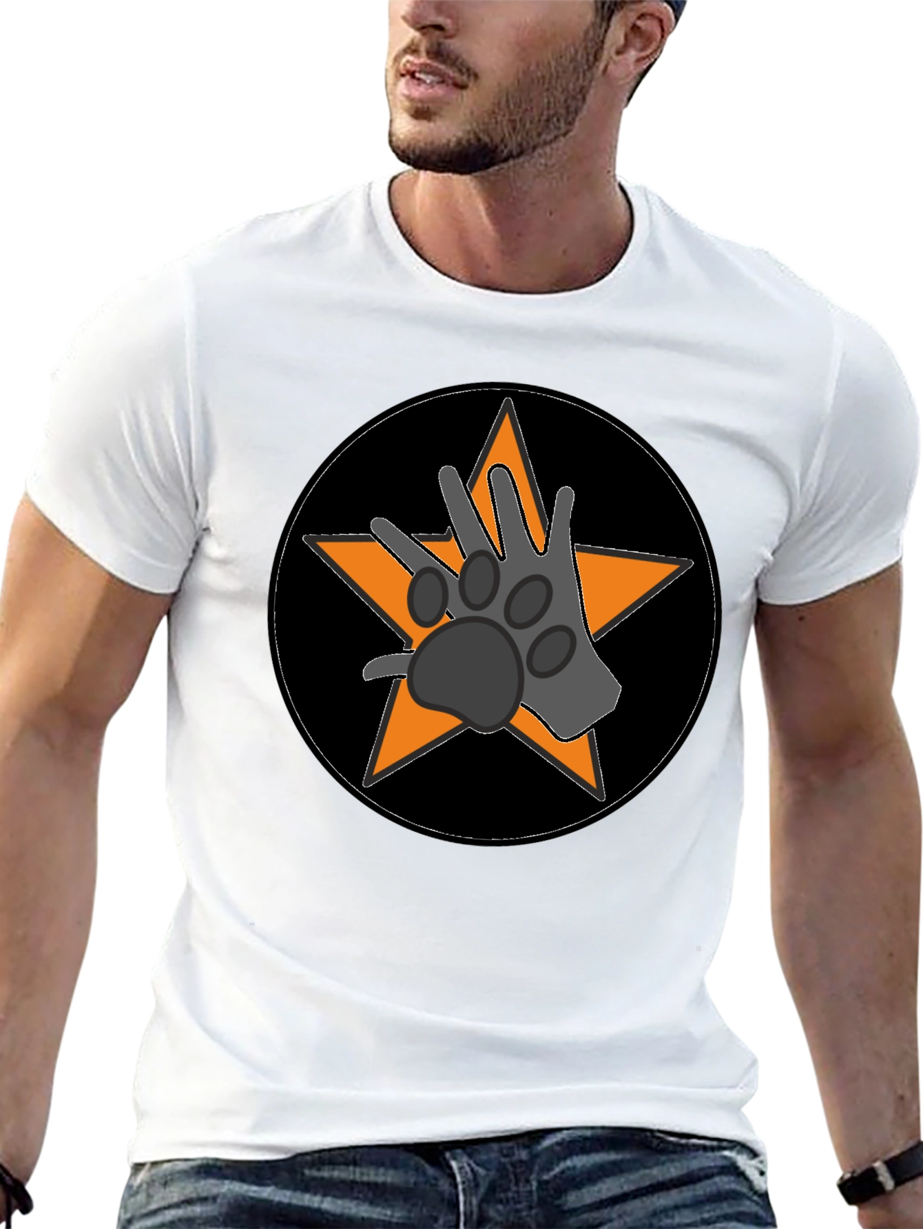 Paw Star Graphic Tee - Black Cotton Blend