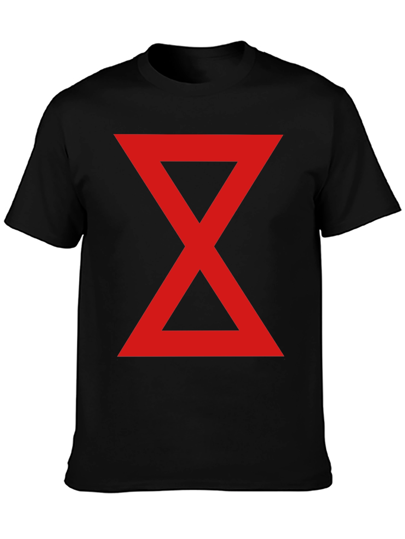 Red Hourglass Graphic Print Black T-Shirt