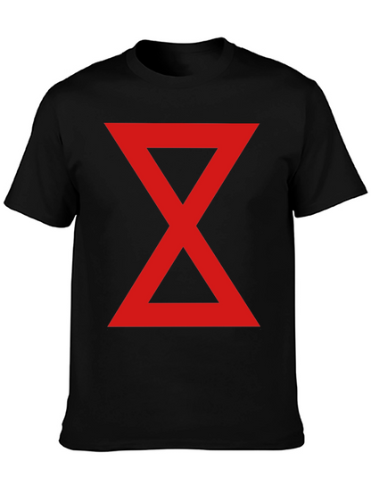 Red Hourglass Graphic Print Black T-Shirt