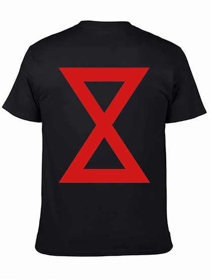 Red Hourglass Graphic Print Black T-Shirt
