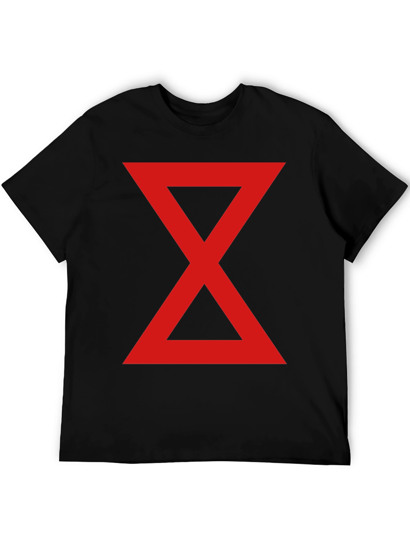 Red Hourglass Graphic Print Black T-Shirt