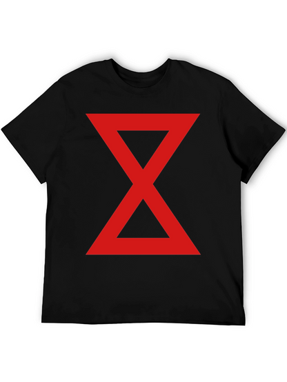 Red Hourglass Graphic Print Black T-Shirt