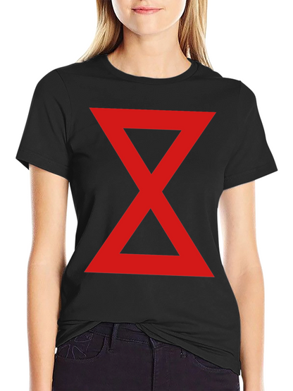 Red Hourglass Graphic Print Black T-Shirt