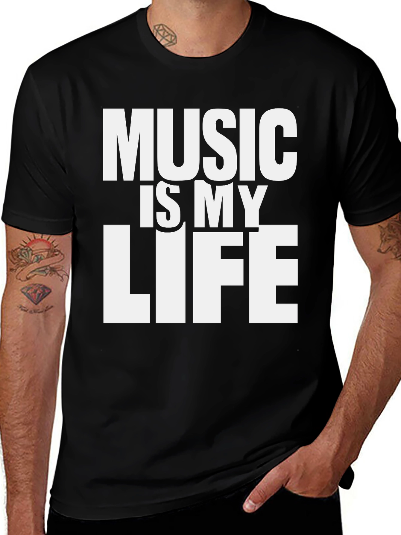 Music is My Life Graphic T-Shirt - Black