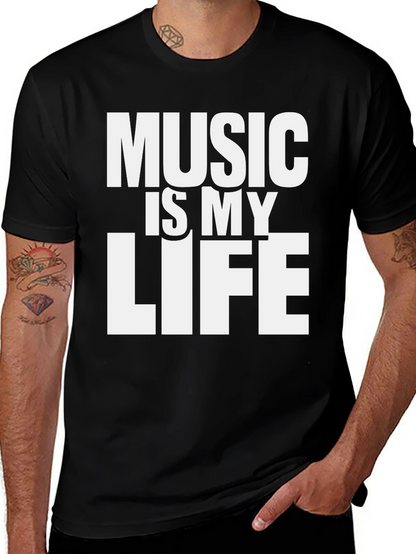 Music is My Life Graphic T-Shirt - Black