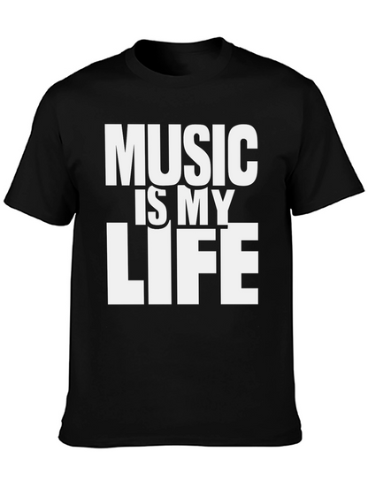Music is My Life Graphic T-Shirt - Black