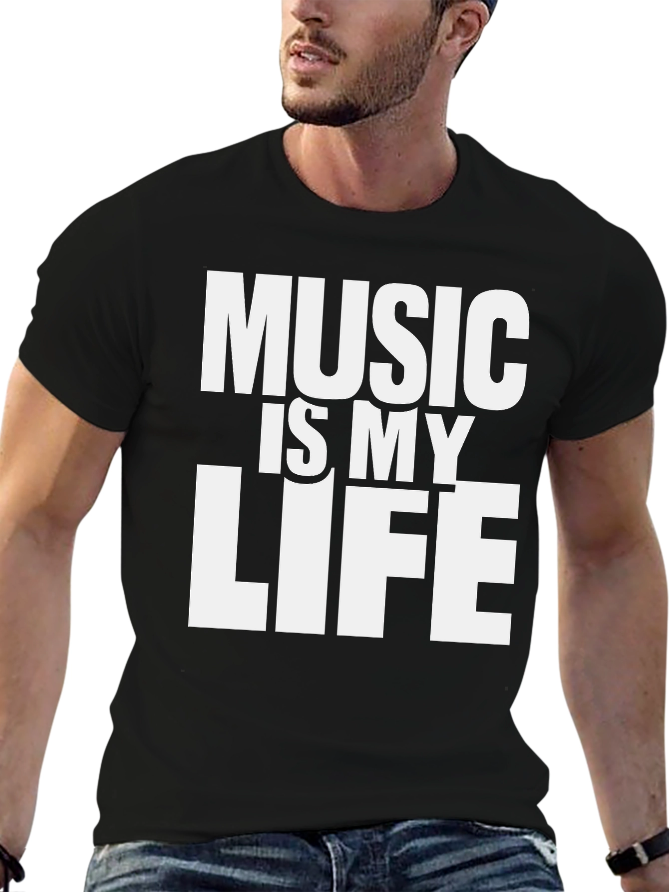 Music is My Life Graphic T-Shirt - Black
