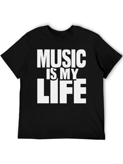 Music is My Life Graphic T-Shirt - Black