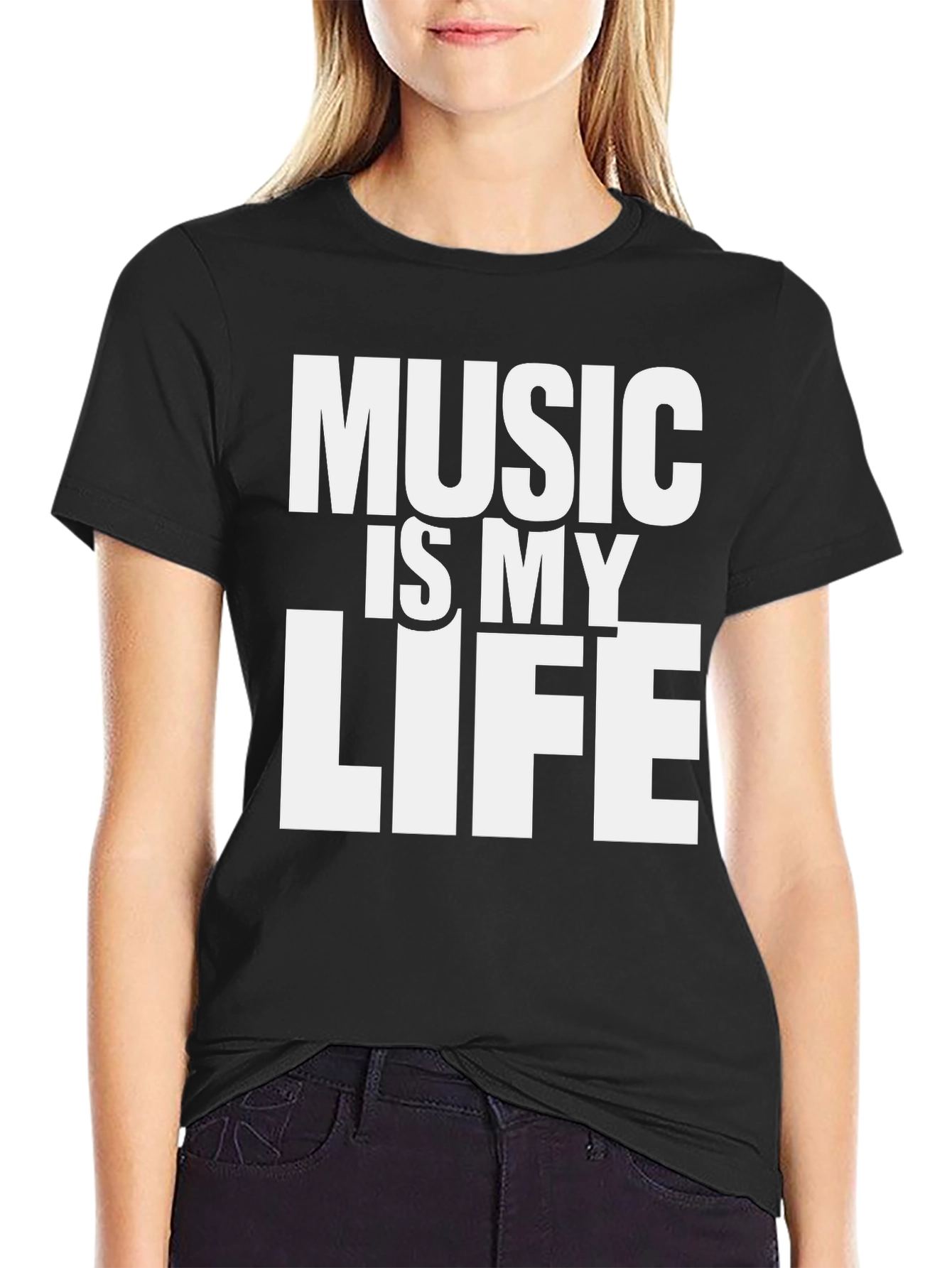 Music is My Life Graphic T-Shirt - Black