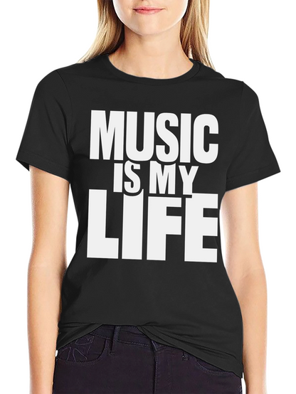 Music is My Life Graphic T-Shirt - Black