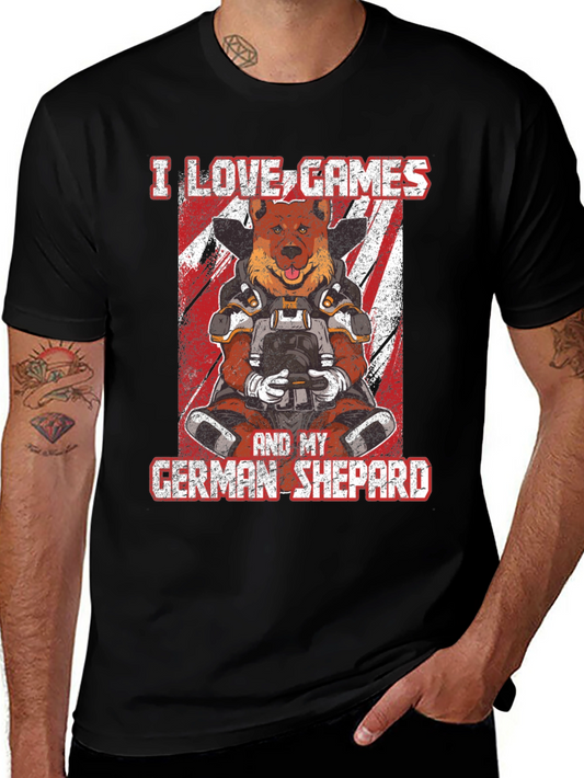 Gamer Dog T-Shirt: I Love Games and My German Shepherd