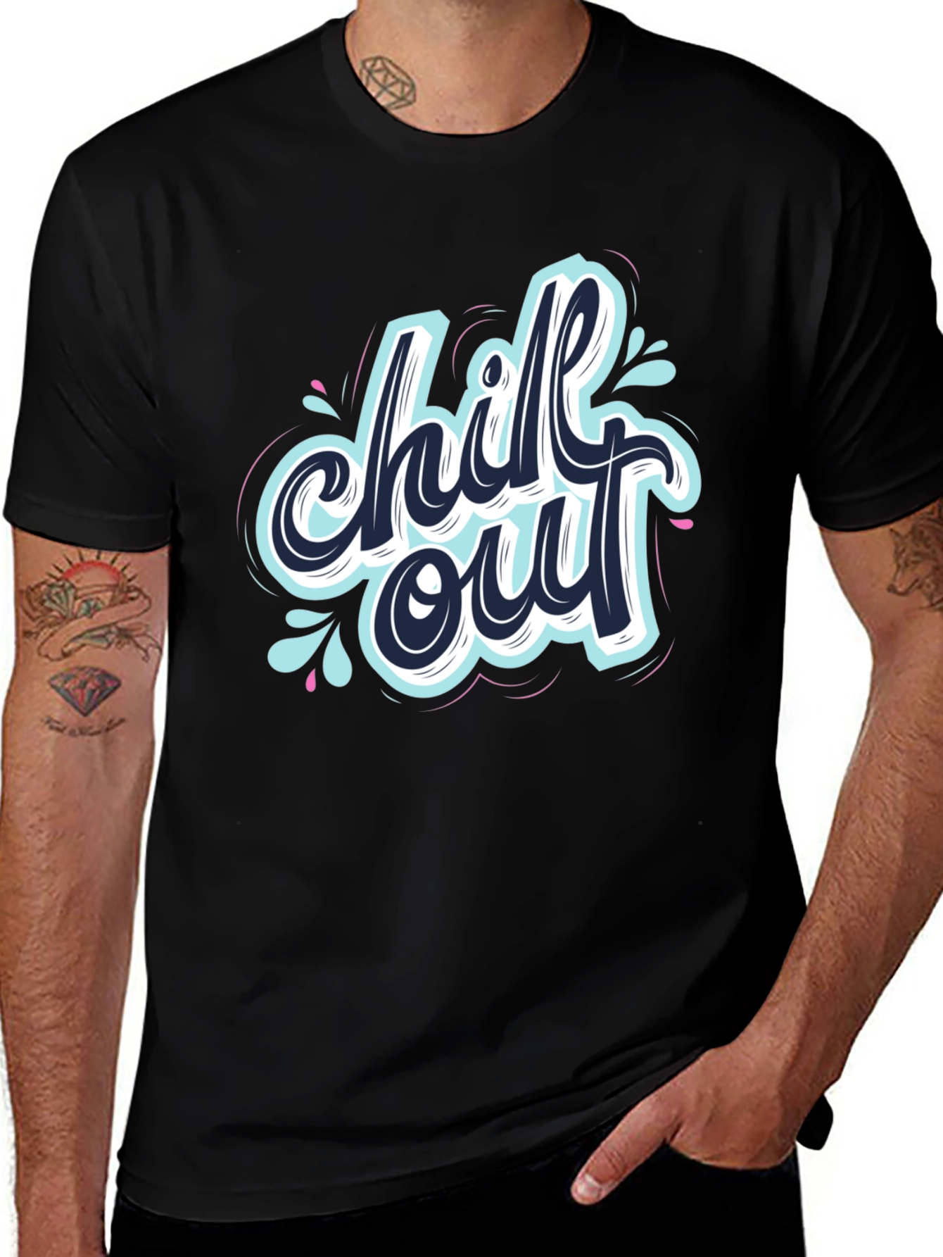 Chill Out Graphic Black T-Shirt