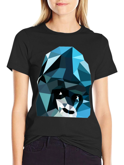 Geometric Blue Gorilla Graphic Black T-Shirt