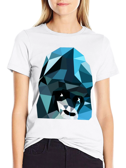Geometric Blue Gorilla Graphic Black T-Shirt