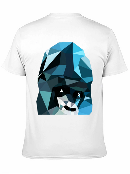 Geometric Blue Gorilla Graphic Black T-Shirt