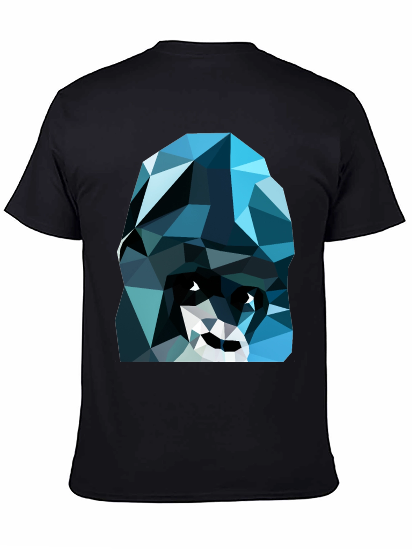 Geometric Blue Gorilla Graphic Black T-Shirt