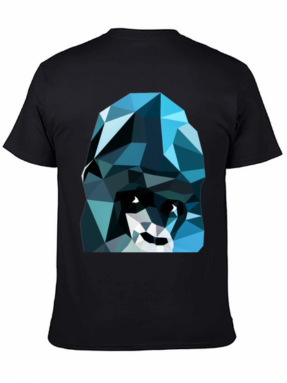 Geometric Blue Gorilla Graphic Black T-Shirt