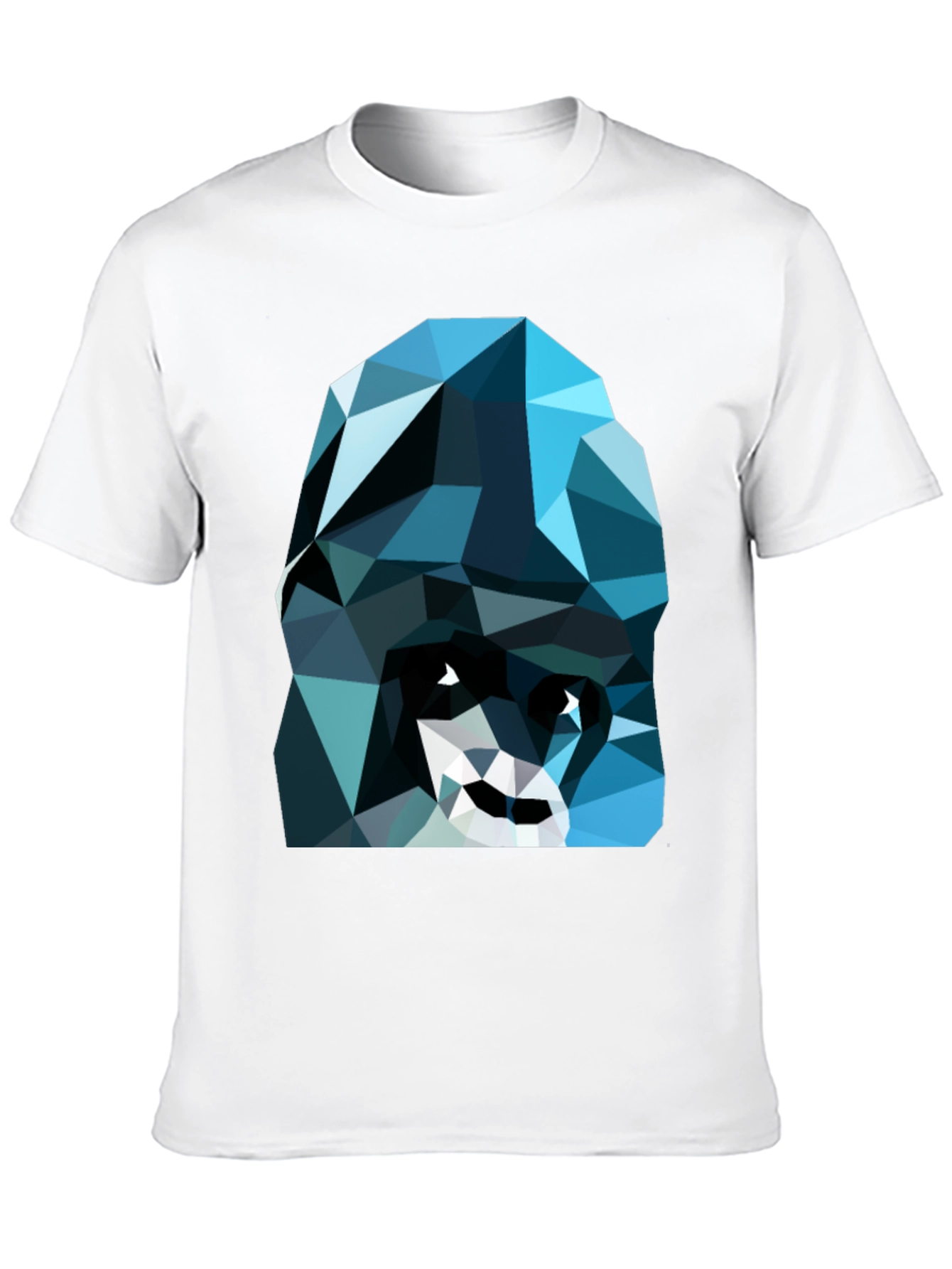 Geometric Blue Gorilla Graphic Black T-Shirt
